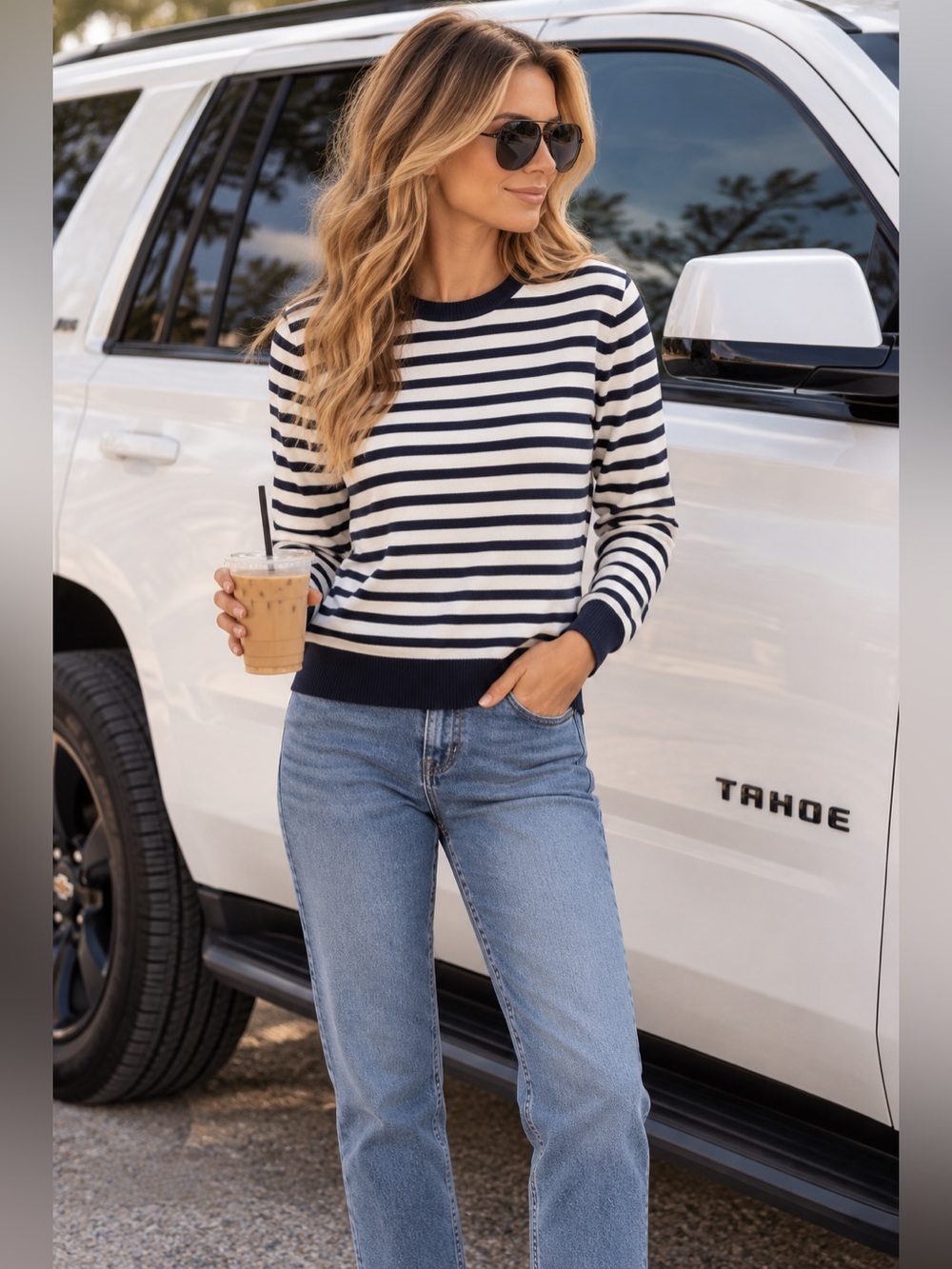 ▫️J CREW Classic Navy Striped Cotton Teddie Sweater - Large